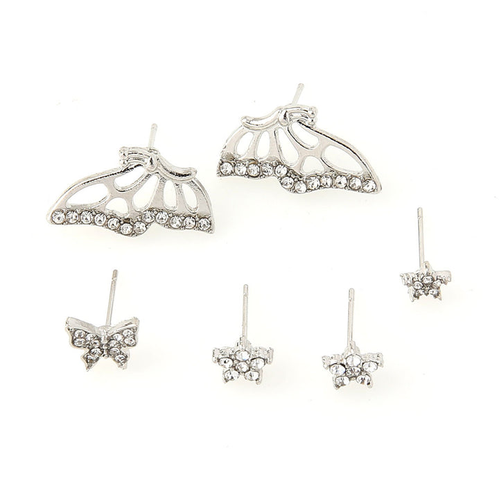 Silver Girl Heart Super Fairy Butterfly Star Sky Butterfly Earrings