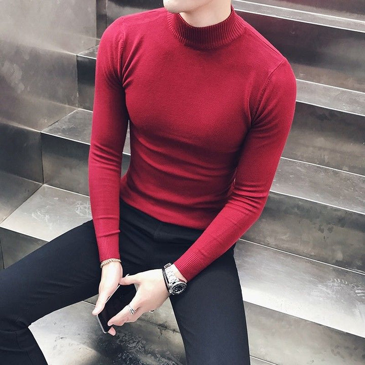 Solid Color Korean Slim Fall Half Turtleneck Sweater