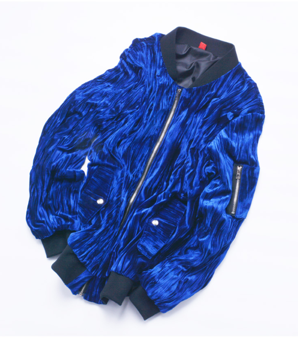 Set of blue velvet jacket couple youth jacket