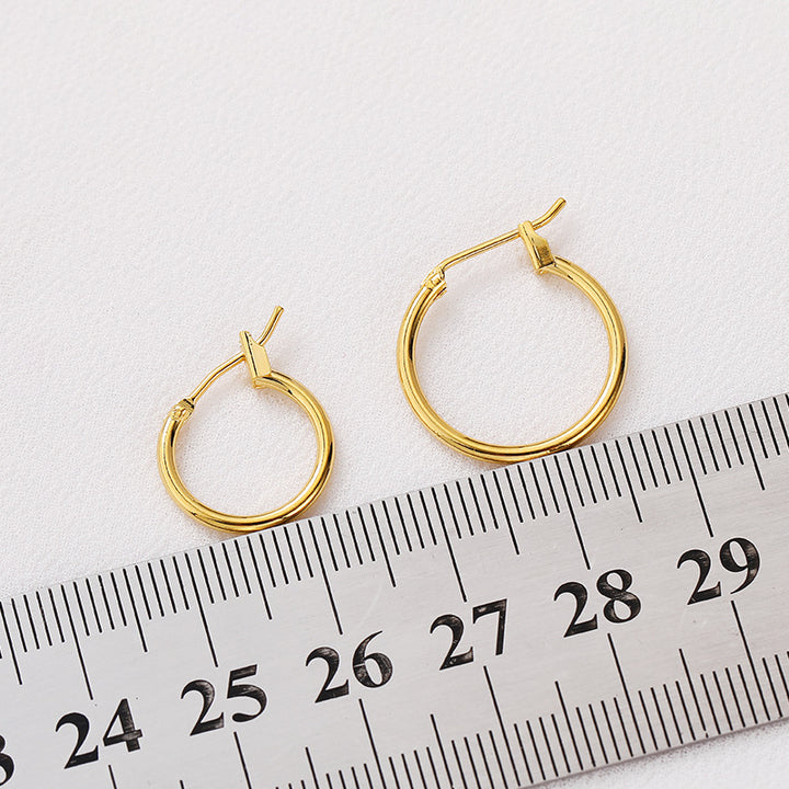 Gold-plated Color Retention Round Ring Earrings