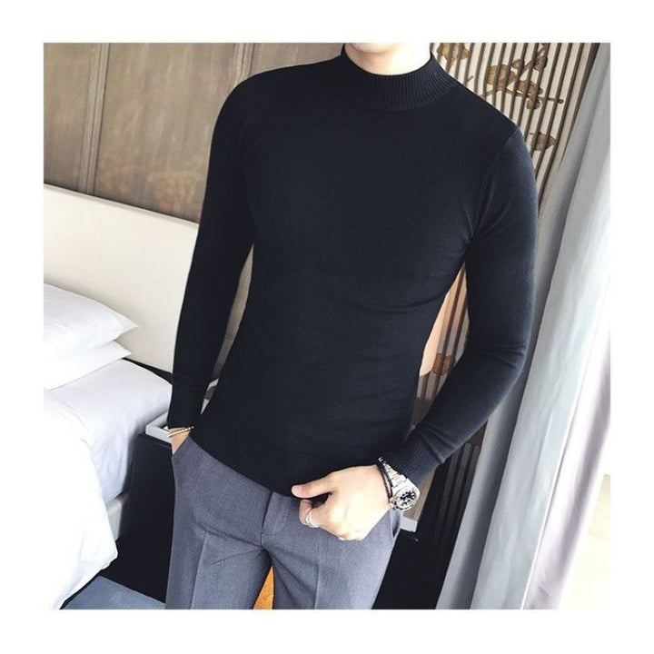 Solid Color Korean Slim Fall Half Turtleneck Sweater