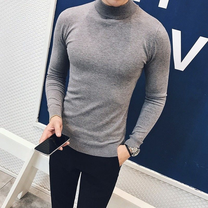 Solid Color Korean Slim Fall Half Turtleneck Sweater