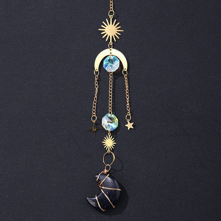 Natural Crystal Sun Catcher Moon Wind Chimes Pendant