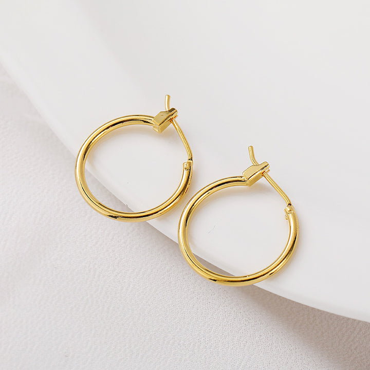 Gold-plated Color Retention Round Ring Earrings