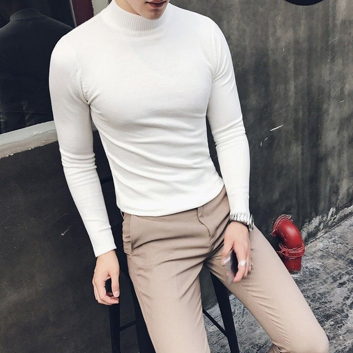 Solid Color Korean Slim Fall Half Turtleneck Sweater