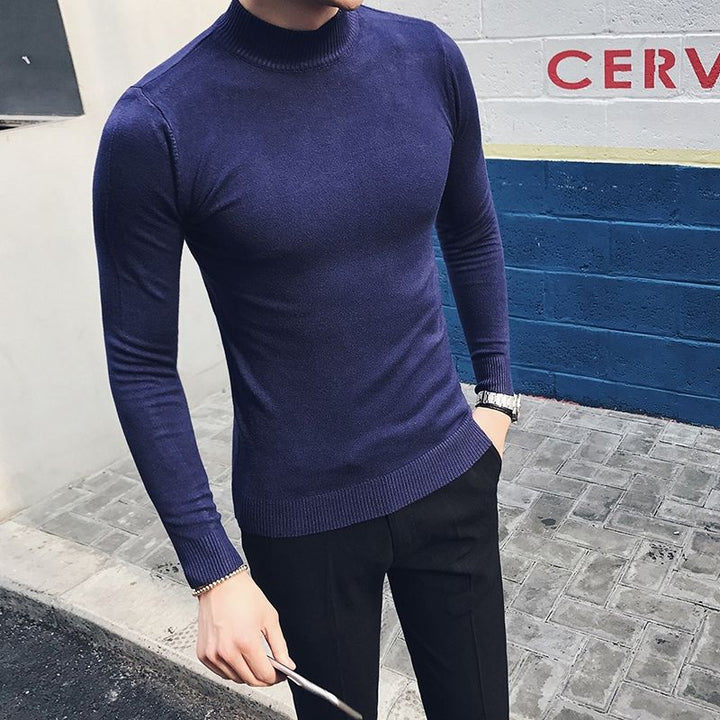 Solid Color Korean Slim Fall Half Turtleneck Sweater