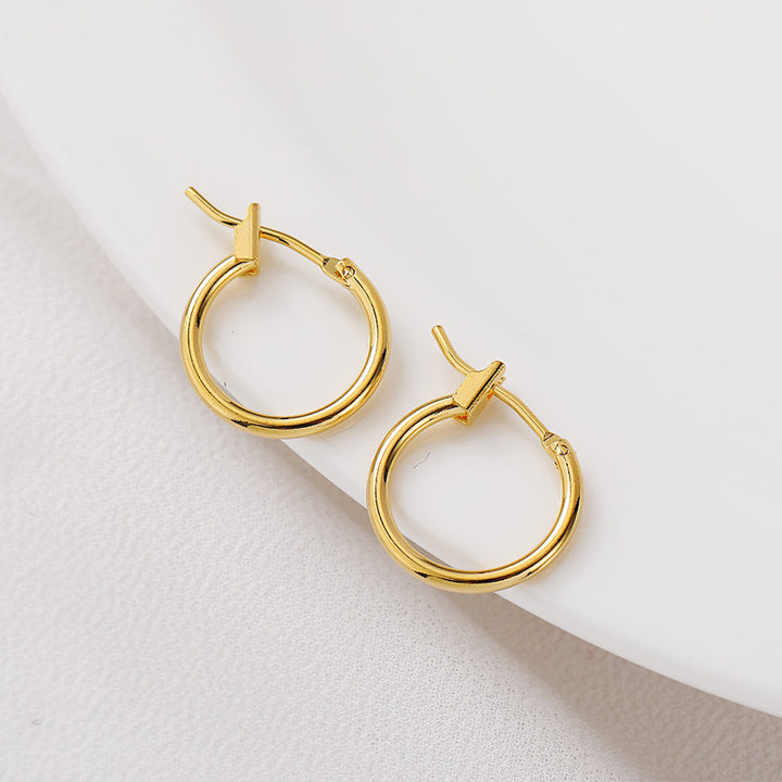 Gold-plated Color Retention Round Ring Earrings