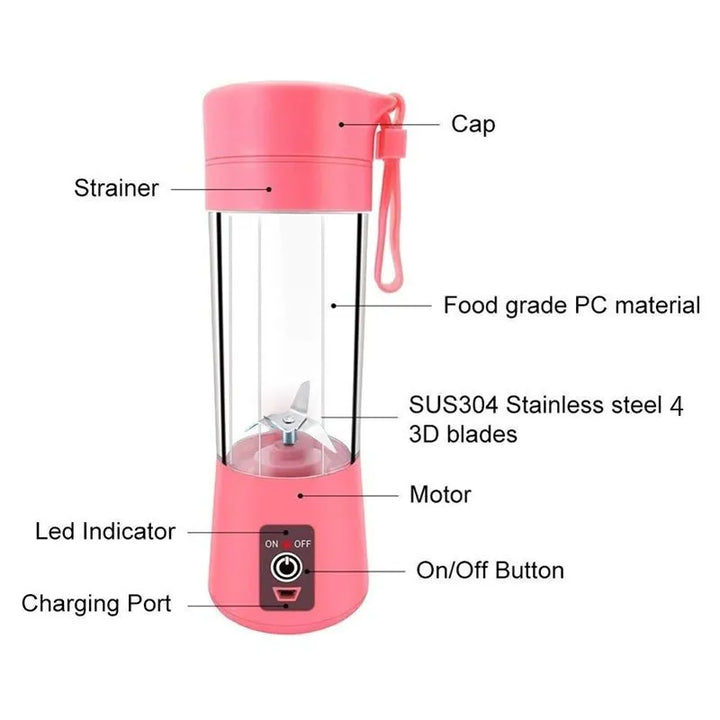 Mini Portable Blender Usb Juice Shake 6 Blades