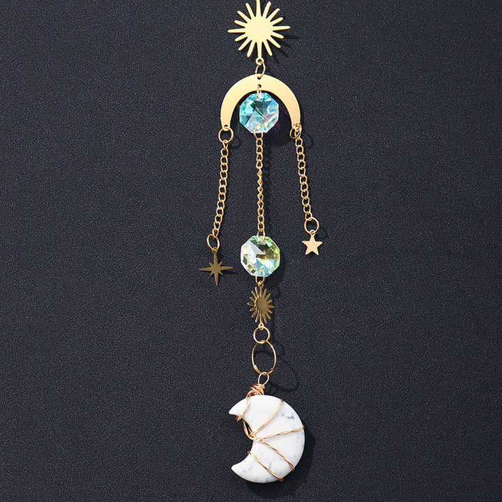 Natural Crystal Sun Catcher Moon Wind Chimes Pendant