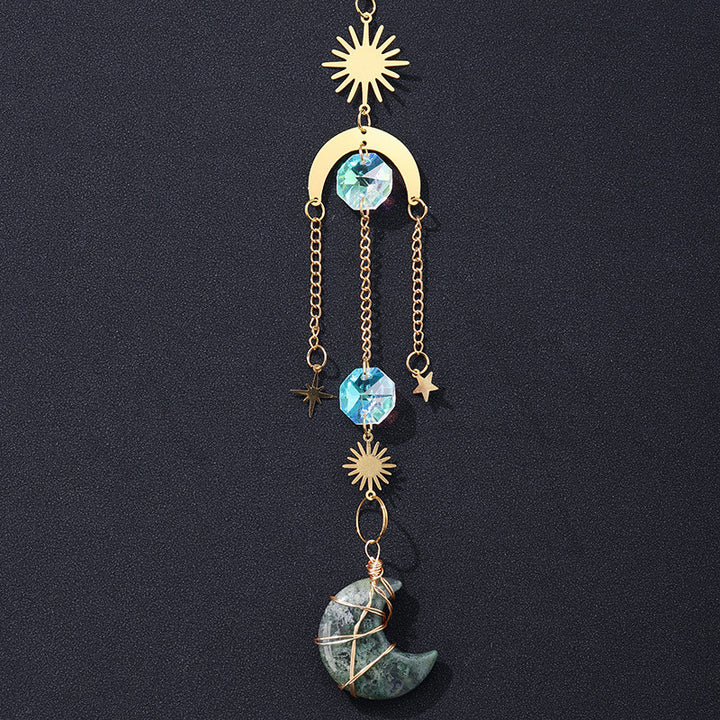 Natural Crystal Sun Catcher Moon Wind Chimes Pendant